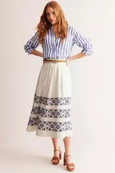 Юбка миди с вышивкой Layla Boden, бежевый