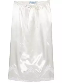 Юбка миди с вышивкой Prada, белый