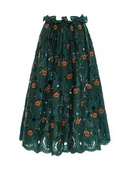 Юбка миди с вышивкой Regina Agua by Agua Bendita, разноцветный