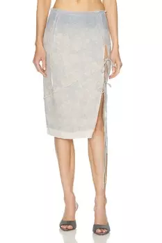 Юбка-миди с высоким разрезом Jade Cropper, цвет Wilted Flowers & Beige