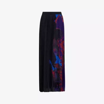 Юбка миди с высокой посадкой и плиссированной тканью с графическим принтом Leem, черный