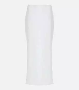 Юбка миди с высокой посадкой из смесового хлопка Norma Kamali, белый