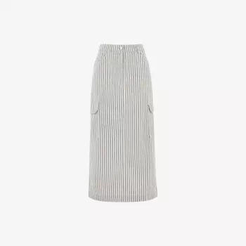 Юбка миди с высокой талией из смеси хлопка и льна с полосатым принтом Whistles, белый