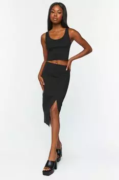 Юбка-миди с запахом Forever 21, черный