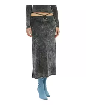 Юбка миди с запахом и мрамором Diesel, серый