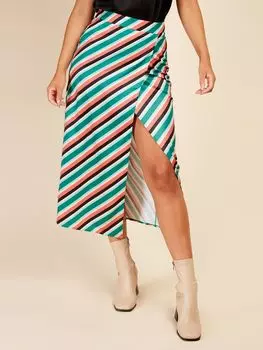 Юбка миди с запахом и полосками Little Mistress, Многоцветный