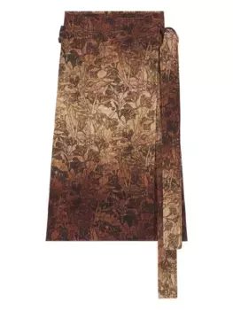 Юбка миди с запахом и принтом Pierre-Louis Mascia, коричневый