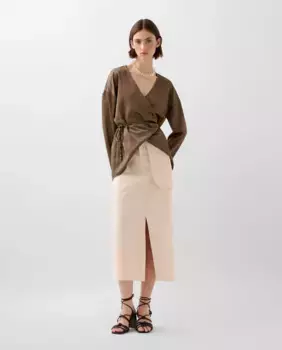 Юбка миди с застежкой-молнией Scalpers, цвет Natural