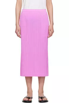 Юбка миди с завязками внизу Pleats Please Issey Miyake, розовый