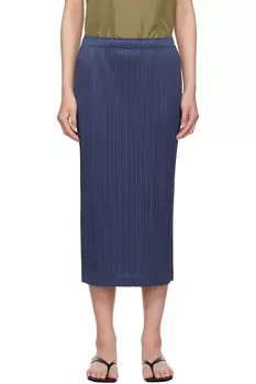 Юбка миди с завязками внизу Pleats Please Issey Miyake, синий
