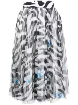 Юбка миди с зебровым принтом OFF-WHITE, черный