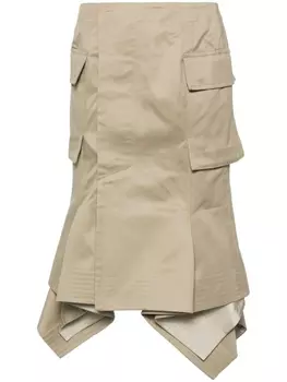 Юбка миди sacai, бежевый