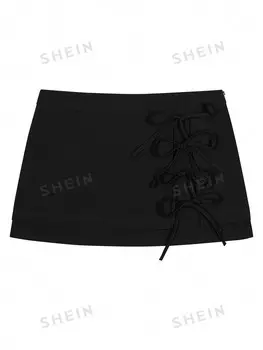 Юбка-миди Shein Ezwear с бантом, черный