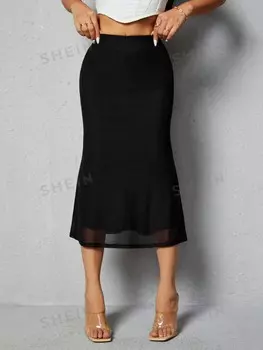 Юбка-миди Shein Petite женская, черный