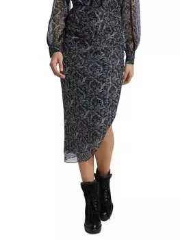 Юбка - Миди Шелковая Veronica Beard Herst, черный