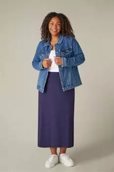 Юбка миди синего кроя из джерси Live Unlimited, синий