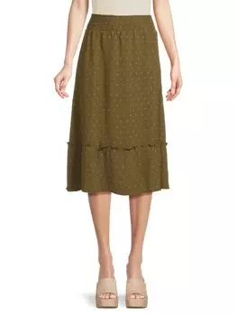 Юбка миди со сборками Bobeau, зеленый