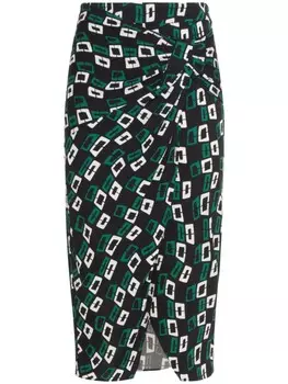Юбка миди со сборками DVF Diane von Furstenberg, черный