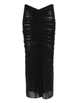 Юбка миди со сборками Mugler, черный