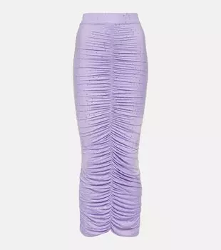 Юбка миди со сборками, украшенная кристаллами Alex Perry, фиолетовый