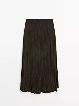 Юбка-миди со складками Massimo Dutti, оранжевый