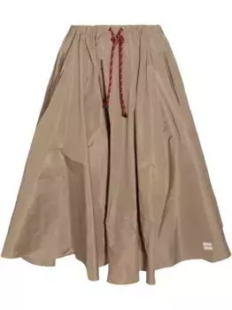 Юбка миди со складками MIU MIU, коричневый