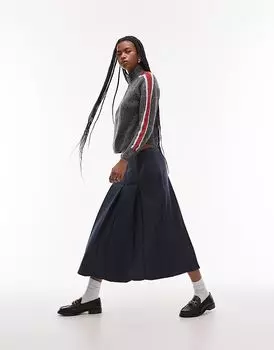 Юбка миди со складками в клетку Topshop