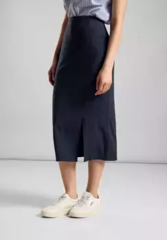 Юбка миди STREET ONE "Pepica", с запахом и эластаном, синий