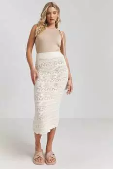 Юбка миди связанная крючком Simply Be, бежевый