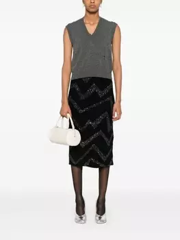 Юбка миди телесного цвета, украшенная пайетками Nude, черный