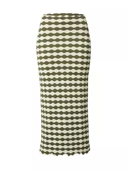 Юбка миди TOPSHOP Skirt, оливковый