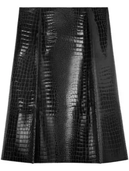 Юбка миди Tory Burch с эффектом крокодиловой кожи, черный