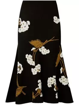 Юбка миди трапециевидной формы ERDEM, черный