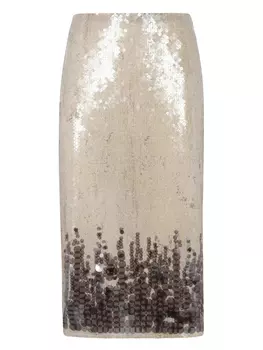 Юбка миди, украшенная пайетками Avi, нейтральный