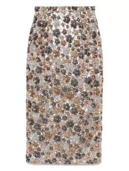 Юбка миди, украшенная пайетками N21, серебряный