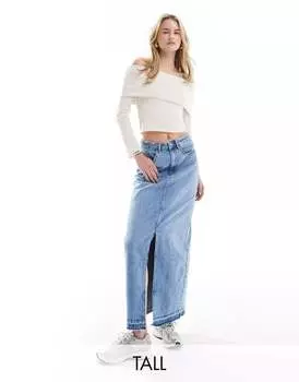 Юбка миди Vero Moda из денима среднего синего цвета