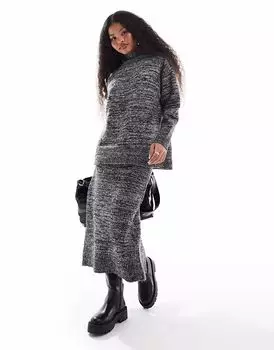 Юбка-миди Vero Moda Petite трикотажная, моно-меланжевая