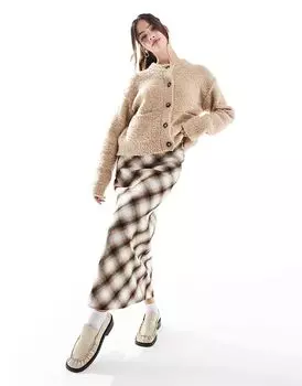 Юбка миди в клетку Stradivarius