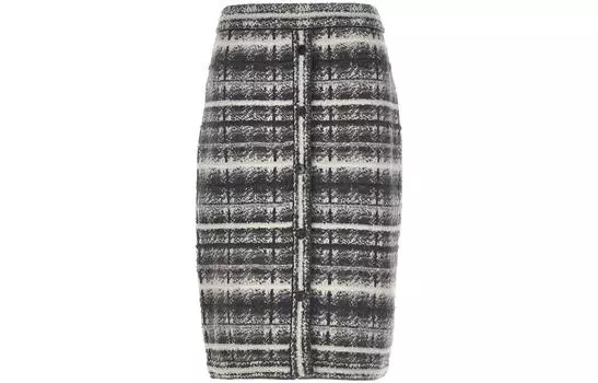 Юбка миди в клетку тартан THOM BROWNE, серый