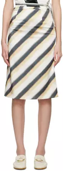 Юбка-миди в коричнево-белую полоску Kijun