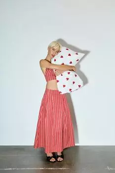 Юбка миди в полоску ZARA, цвет Red/White