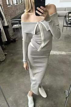 Юбка миди в ребрику ZARA, экрю/черный