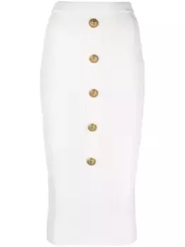 Юбка миди в рубчик BALMAIN, белый