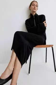 Юбка миди в рубчик H&M, черный