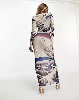 Юбка миди в сеточку ASOS DESIGN с волнистым рисунком