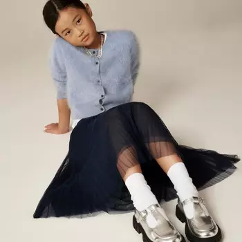 Юбка миди в складку для девочек из тюля J.Crew, синий