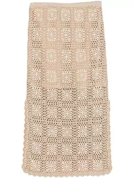 Юбка миди в технике кроше TWINSET, золотой