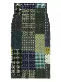 Юбка миди в технике пэчворк Pierre-Louis Mascia, зеленый