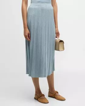 Юбка миди Waverly в рубчик Zimmermann, цвет Blue Lurex