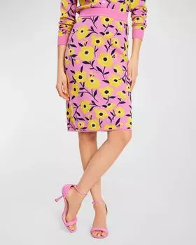 Юбка миди вязки интарсия Sunshine с цветочным принтом kate spade new york, цвет Echinacea Flower